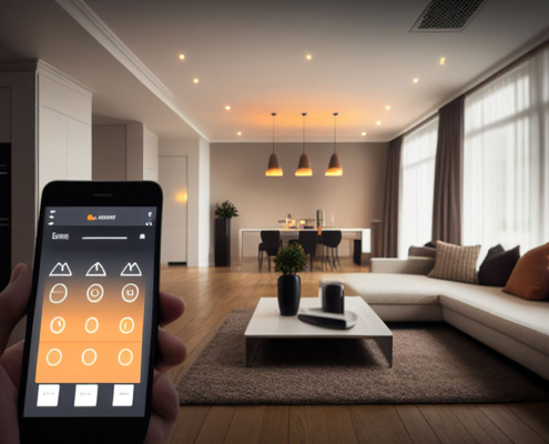 A smartphone showing smart home control features.
