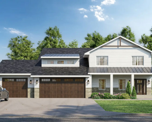 A custom home with a large garage built by Harren Companies in Minnesota.