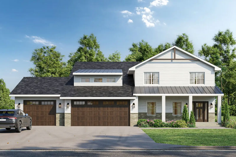 A custom home with a large garage built by Harren Companies in Minnesota.